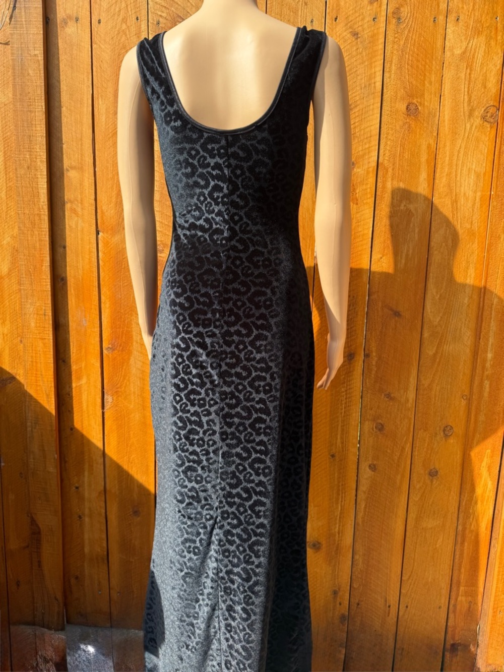 Vintage 90’s Rampage Black Velvet Fit & Drape Leopard Print Dress - Small - Picture 2 of 12